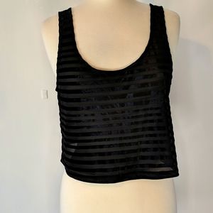 Express Y2K Women's Black Striped Cropped Tank Size Large
